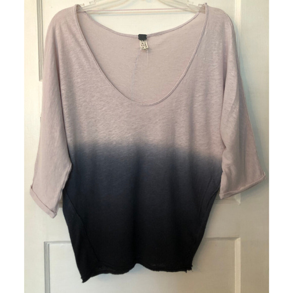 Free People We The Free Strawberry Women's Top Linen Blend Dip Dye Black X Small - Picture 1 of 6
